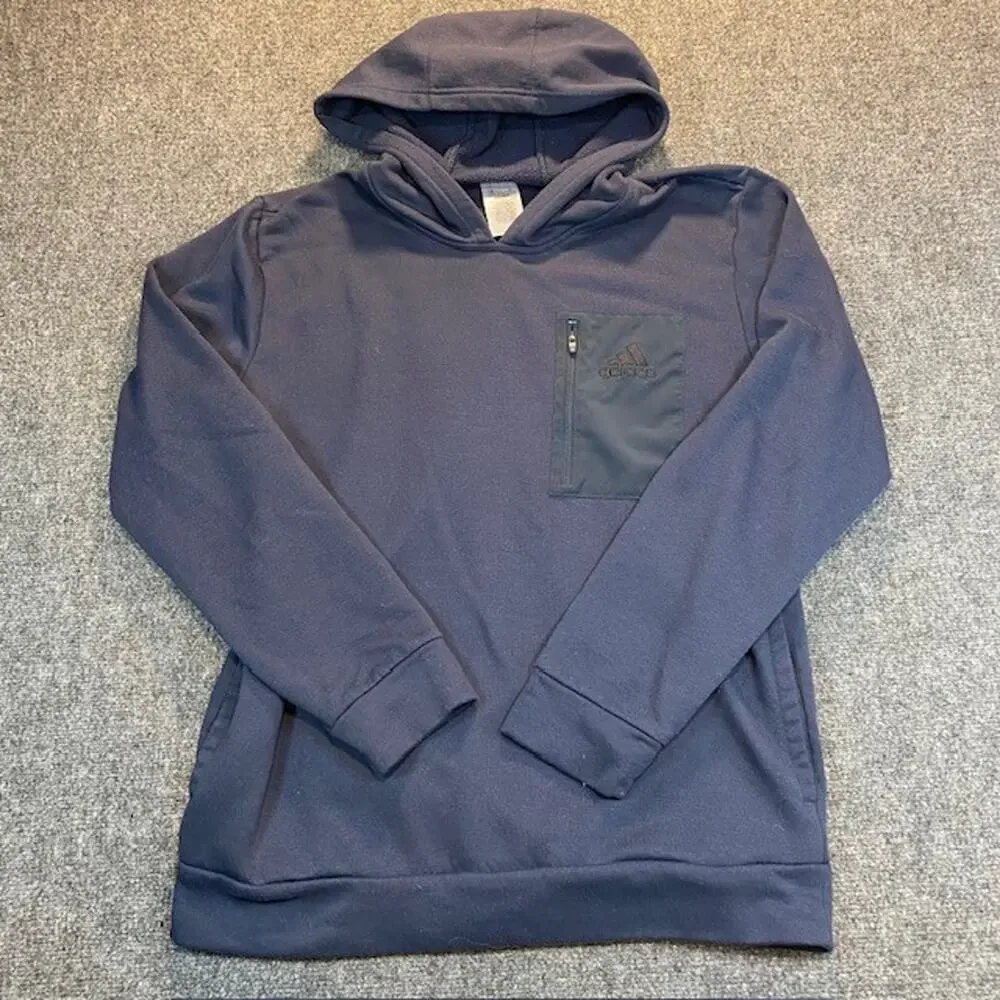 Adidas Hoodie Sweatshirt Kangaroo Pocket Blue Mens Size Large Regular Fit